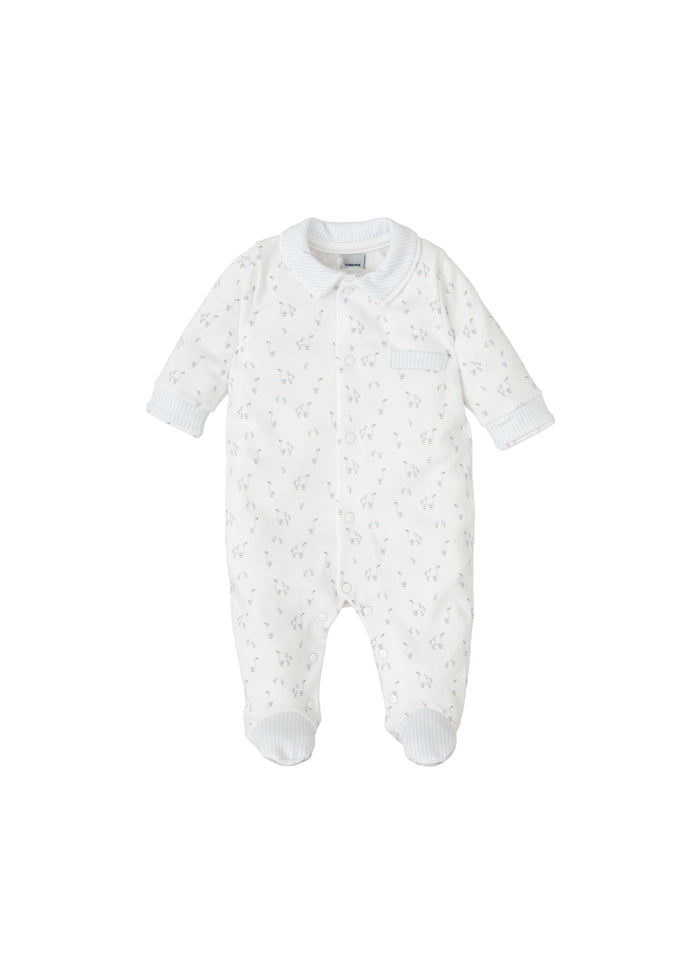 Tiamia Pelele Enterizo Cuello Pico Con Microestampado Roble