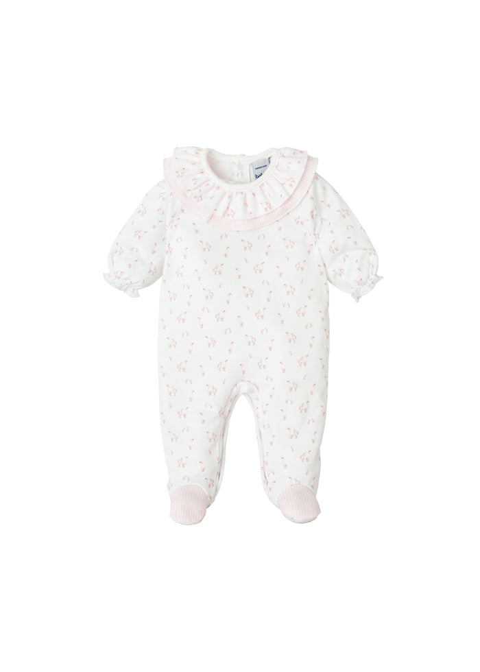 tiamia Pelele enterizo cuello volante con microestampado roble