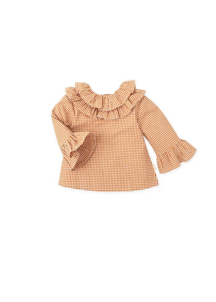 Tiamia Blusa Cuadros Naranja Oscuro Niña