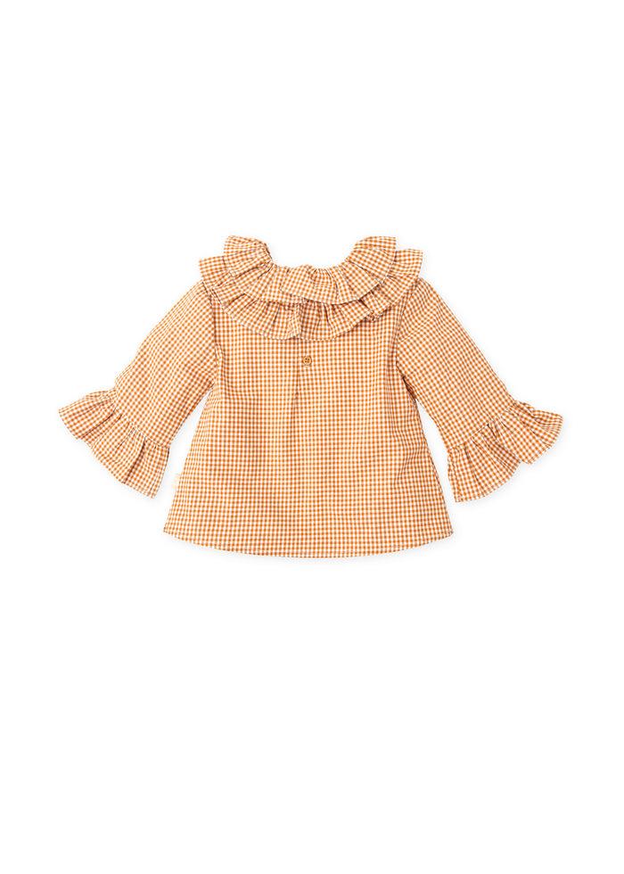 Tiamia Blusa Cuadros Naranja Oscuro Niña