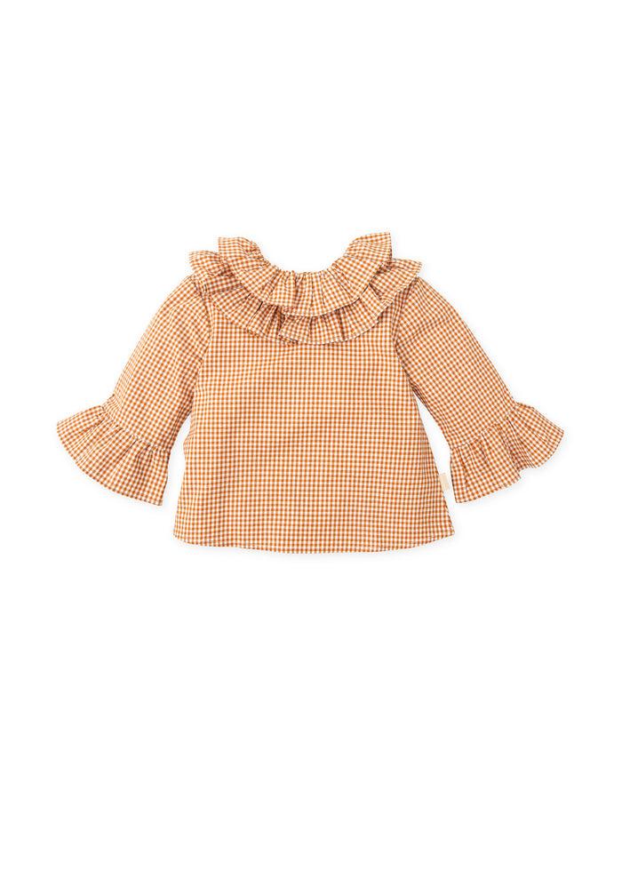 tiamia Blusa cuadros naranja oscuro niña