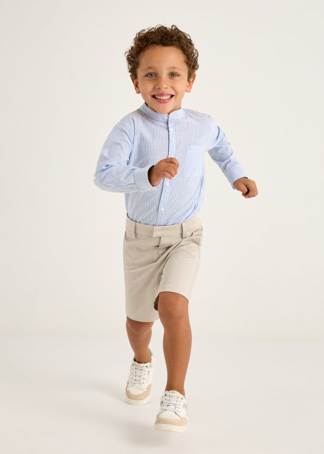 tiamia Camisa m/l cuello mao rayas niño