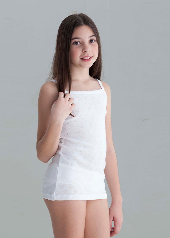 Tiamia Camiseta Tirante Fino Calado Corazones