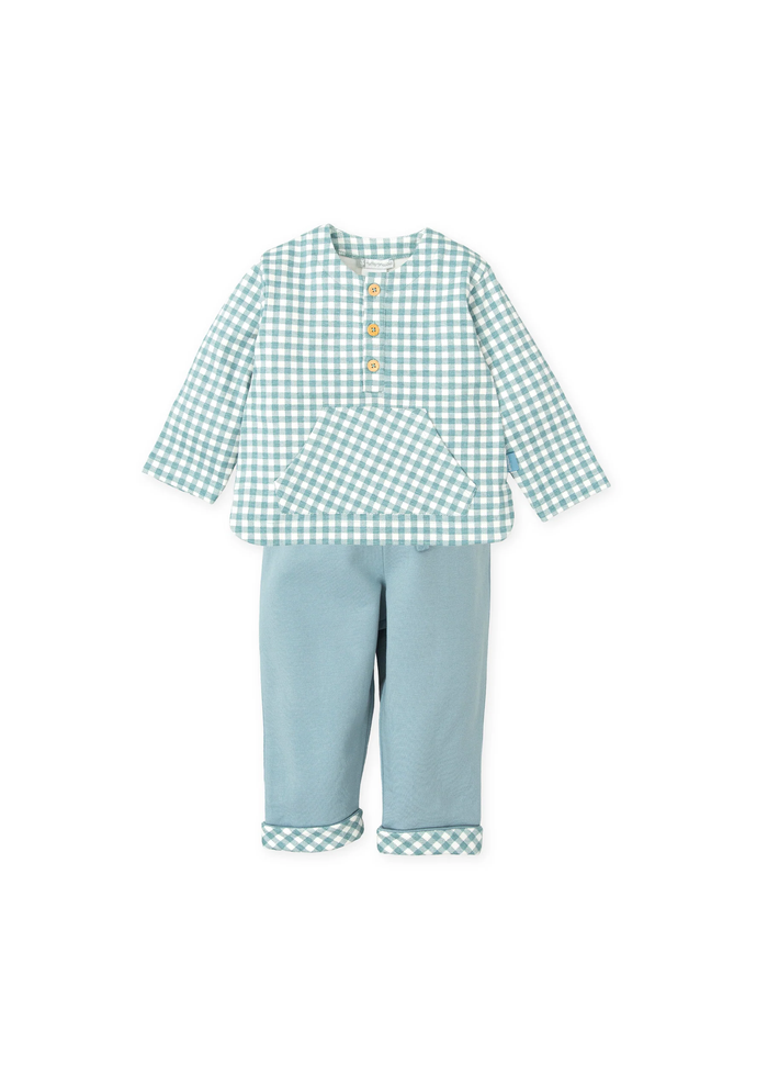 Tiamia Conjunto 2 Piezas Cuadros Verde Niño