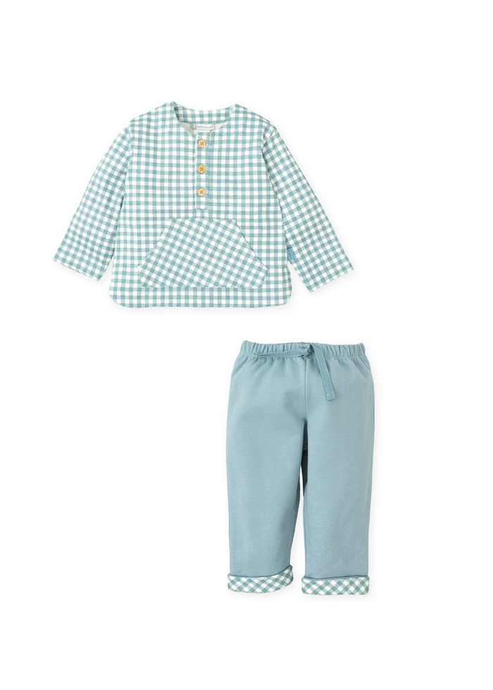 Tiamia Conjunto 2 Piezas Cuadros Verde Niño