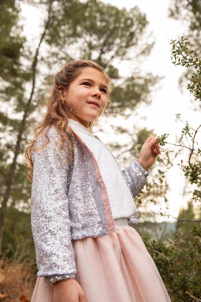 tiamia Conjunto falda y blusa blanco niña