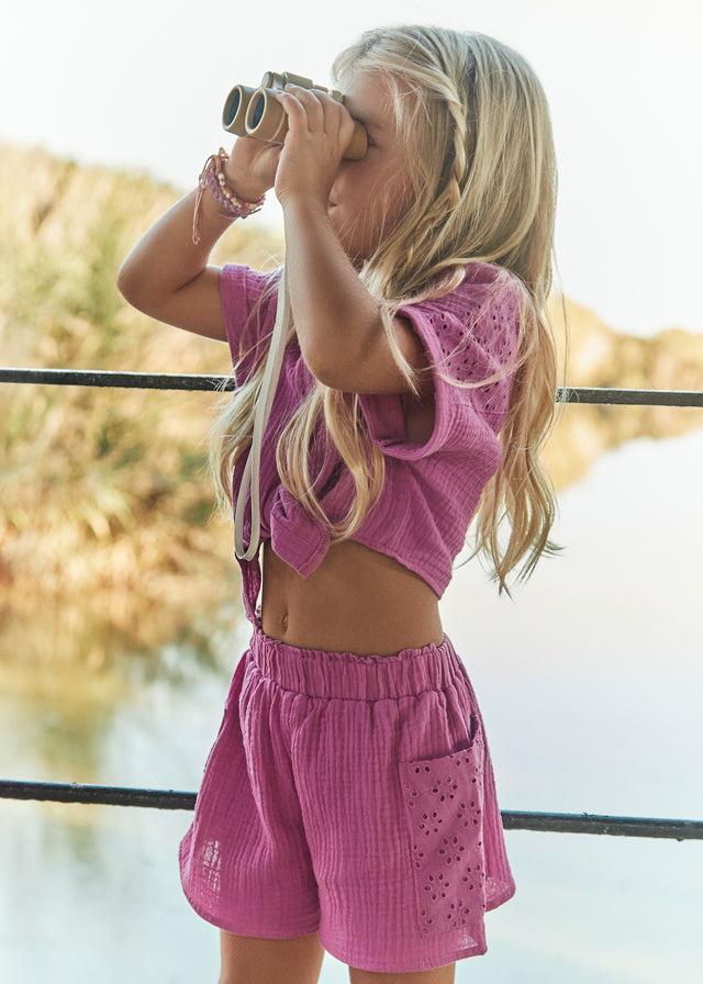 tiamia Conjunto short perforado niña