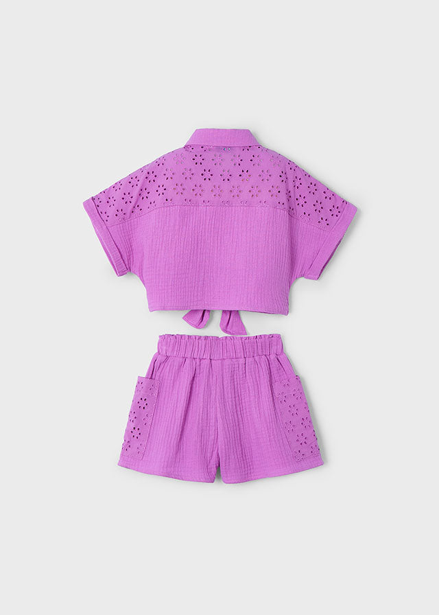 Tiamia Conjunto Short Perforado Niña