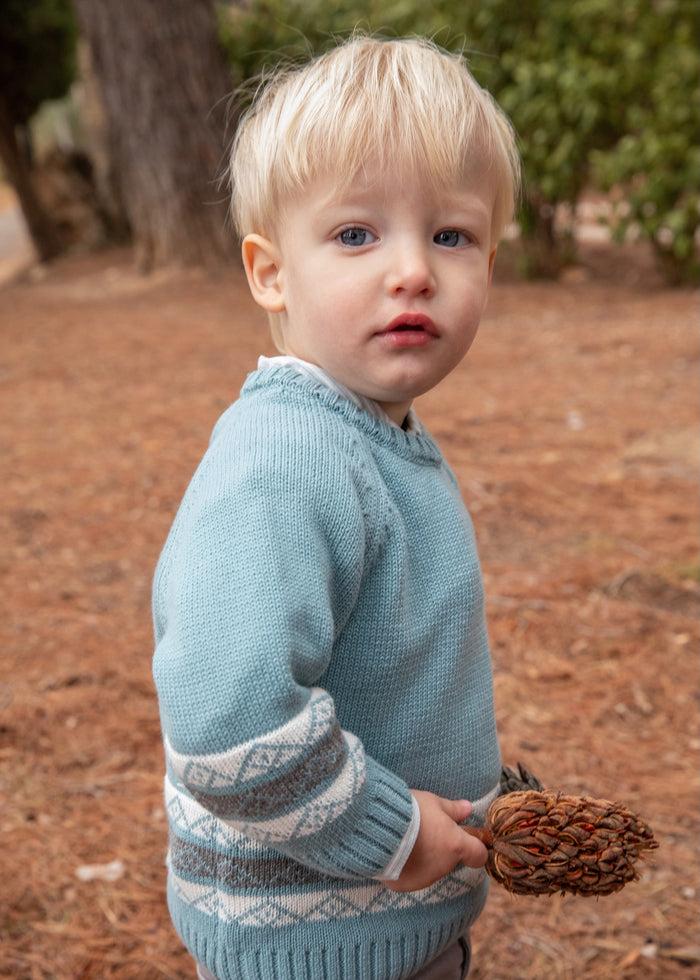 tiamia Jersey tricot cenefa verde mar niño