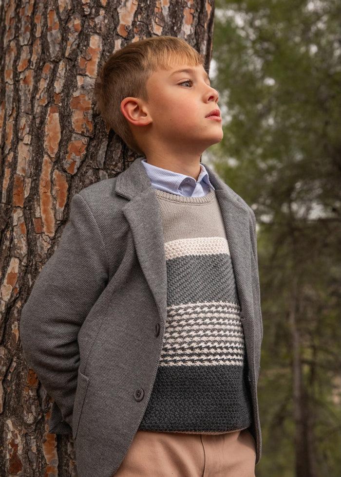 tiamia Jersey tricot rayas gris niño