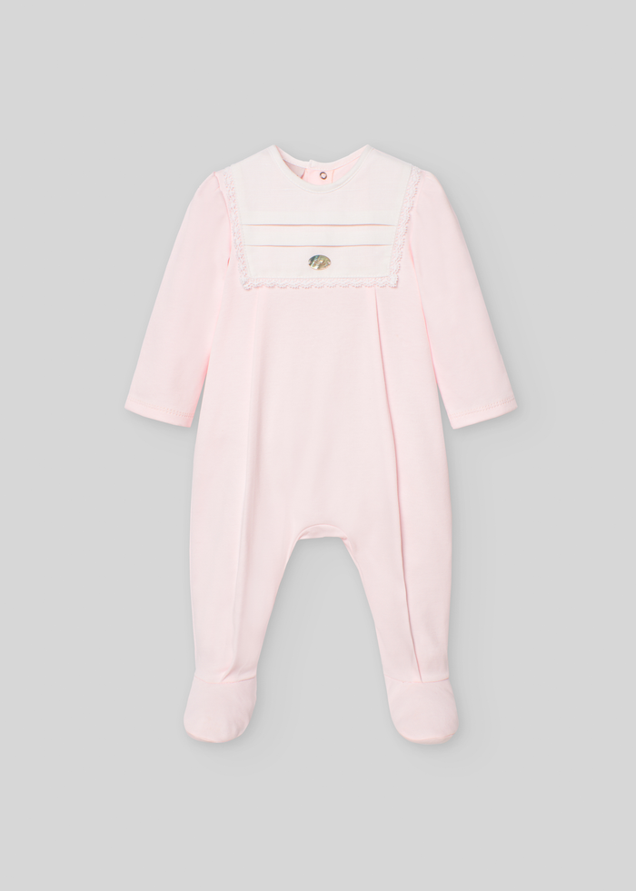 tiamia Pelele niña c/pie y pechera "interlock"