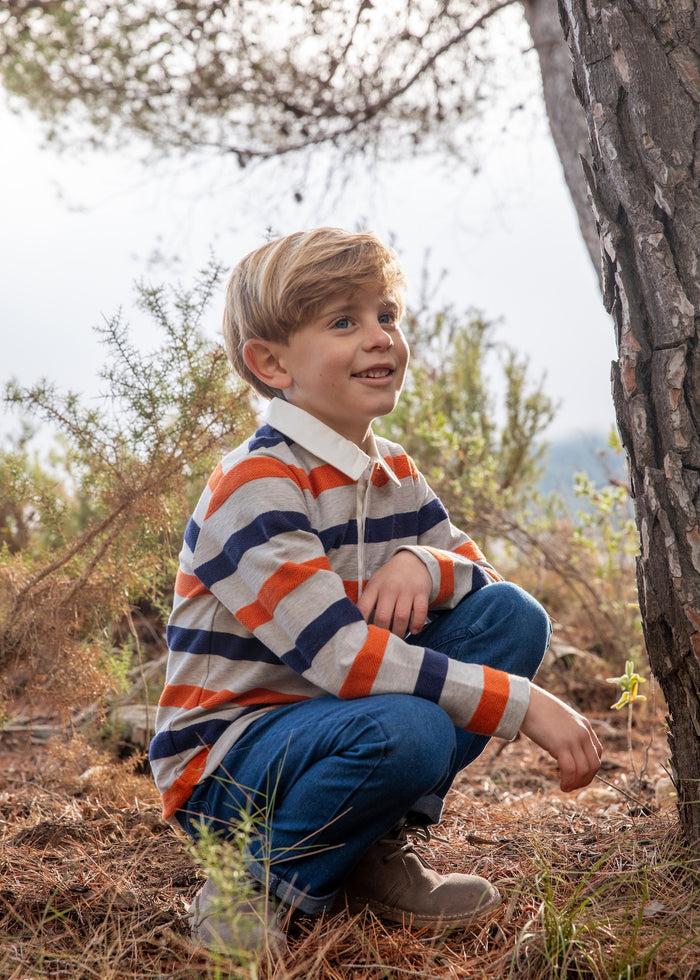 tiamia Polo rayas piedra niño