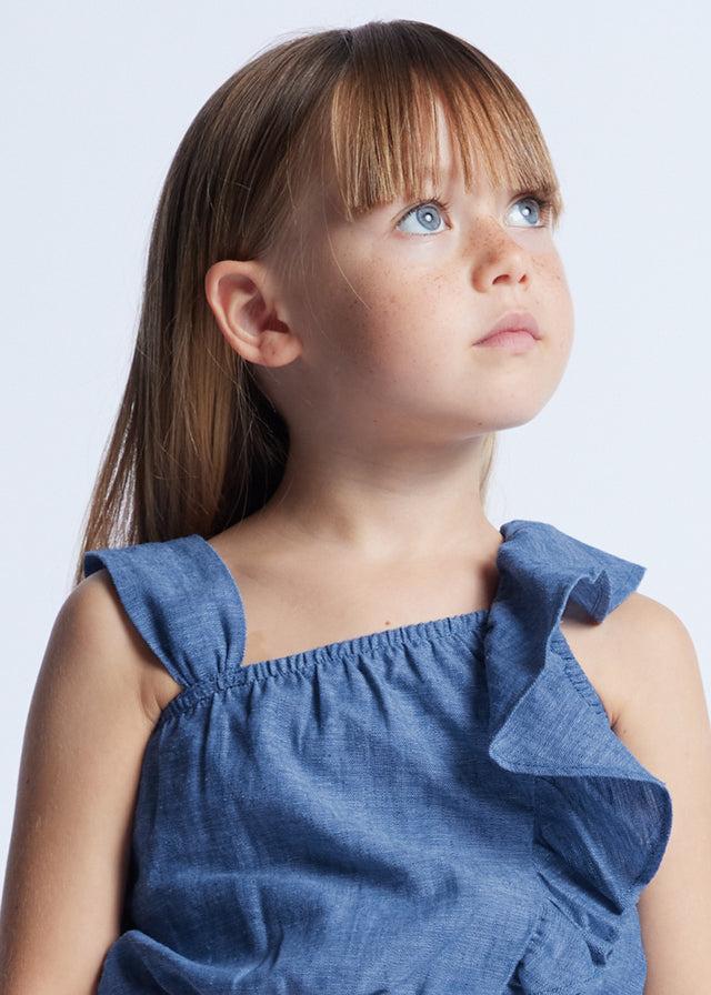 Tiamia Top Con Volantes De Lino Para Niña