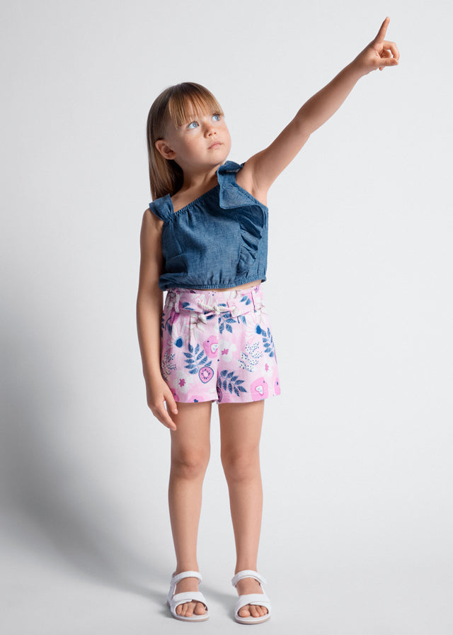 Tiamia Top Con Volantes De Lino Para Niña