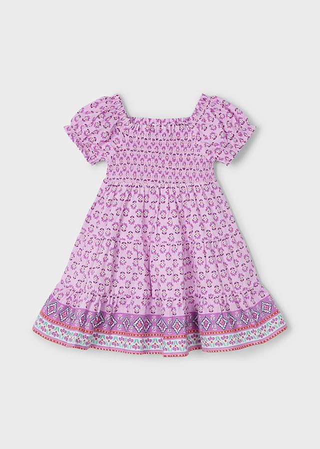 Tiamia Vestido Estampado Cenefa Nido De Abeja Niña
