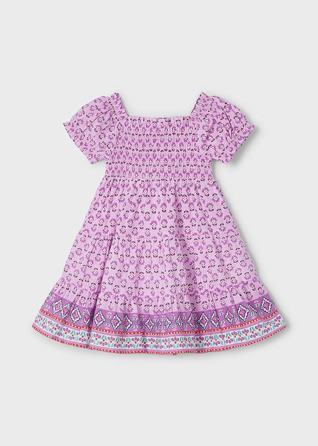 Tiamia Vestido Estampado Cenefa Nido De Abeja Niña