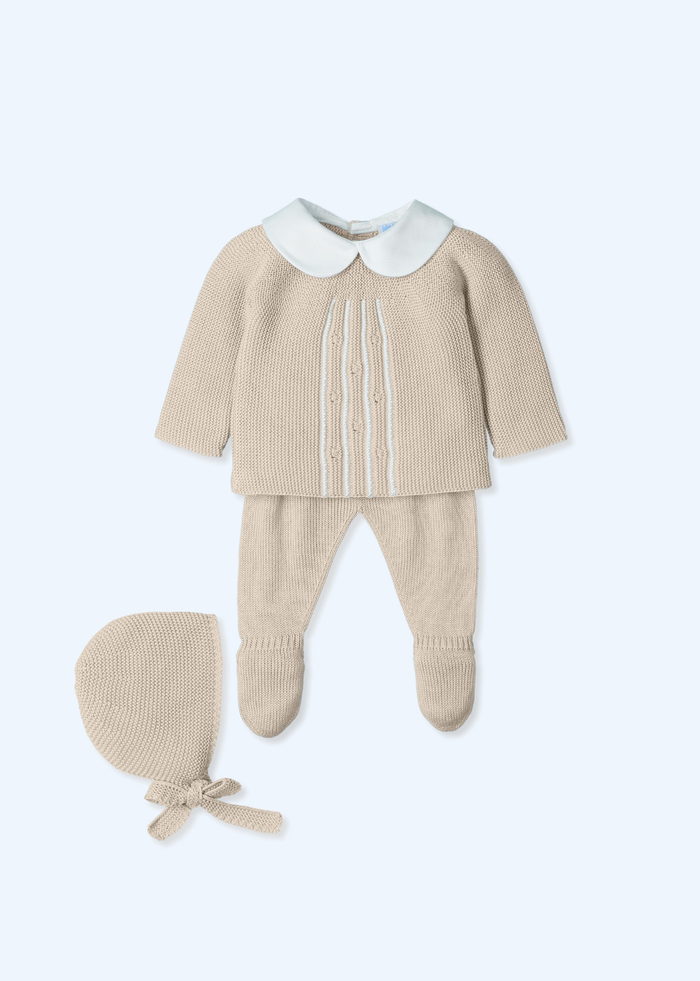 tiamia Traje 3 piezas canesú con gorro menguado rich