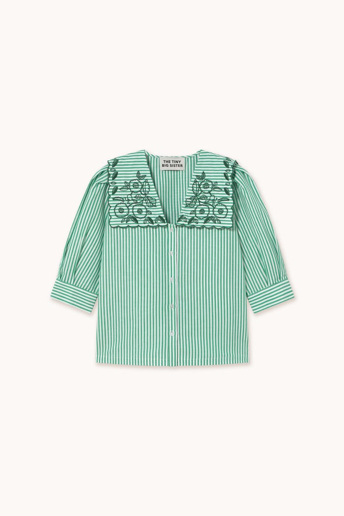 tiny cottons BLUSA A RAYAS BORDADA