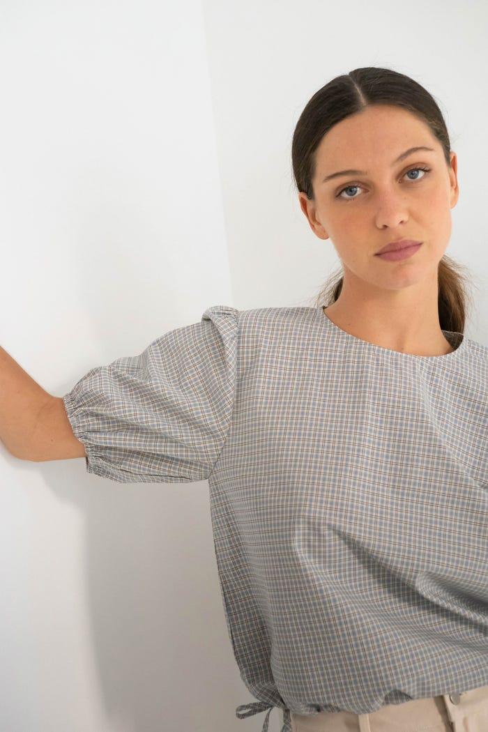 tiny cottons BLUSA CON MANGA ABULLONADA A CUADROS