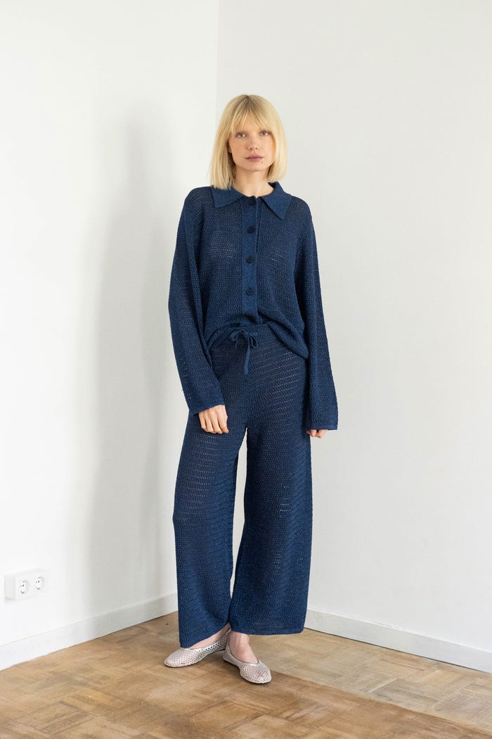 tiny cottons PANTALÓN LUREX DE PUNTO CALADO