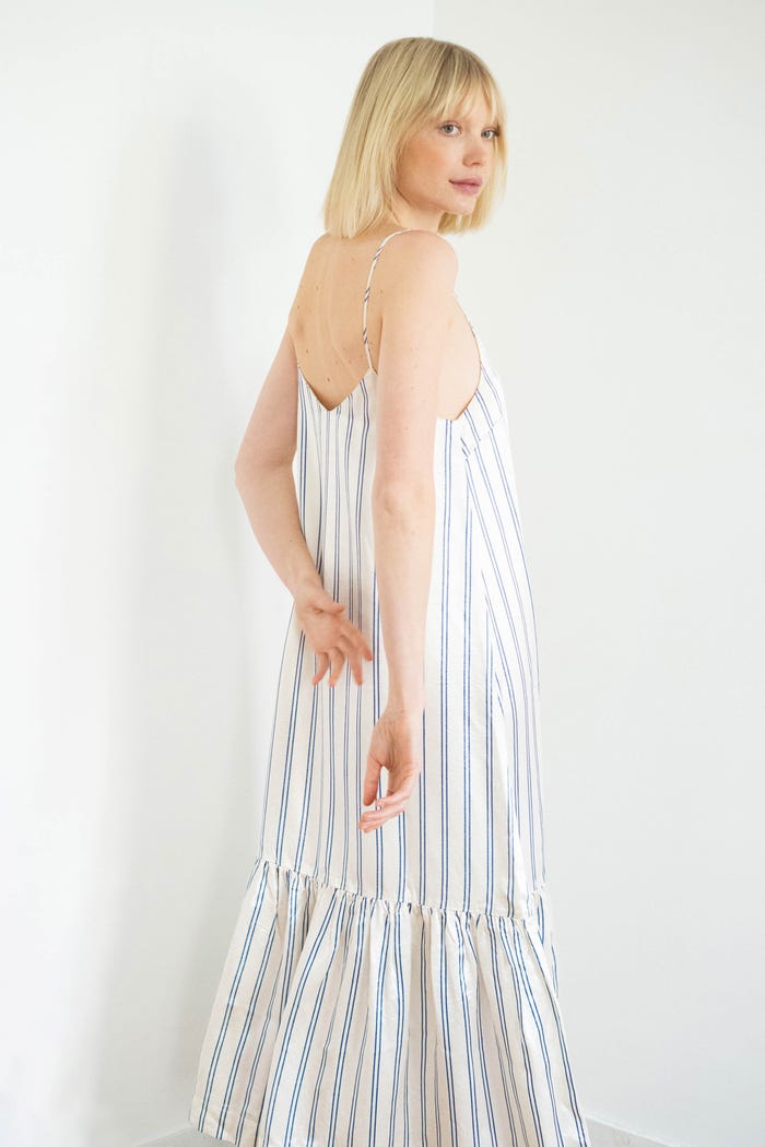 tiny cottons VESTIDO CON VOLANTE A RAYAS