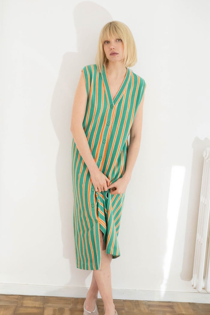 tiny cottons VESTIDO DE RIZO CON BOTONES A RAYAS