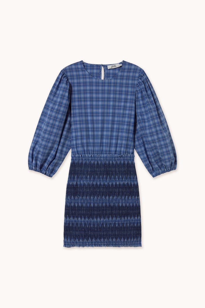 tiny cottons VESTIDO CON MANGA ABULLONADA A CUADROS