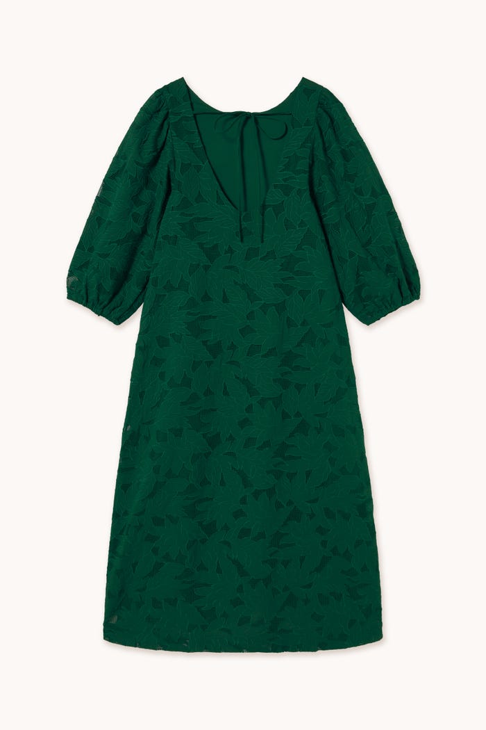 Tiny Cottons VESTIDO MIDI CON MANGA ABULLONADA DE GUIPUR