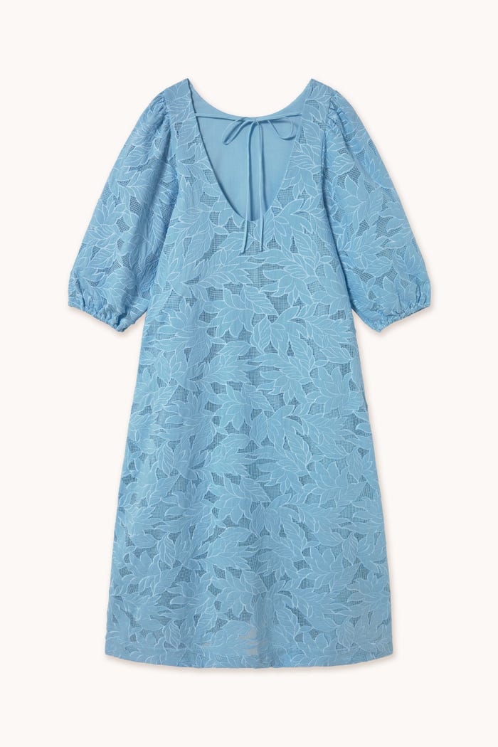 Tiny Cottons VESTIDO MIDI CON MANGA ABULLONADA DE GUIPUR