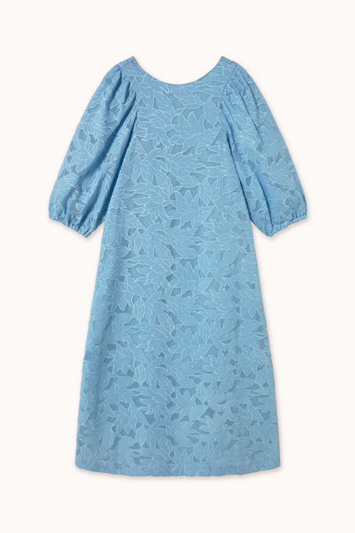 tiny cottons VESTIDO MIDI CON MANGA ABULLONADA DE GUIPUR