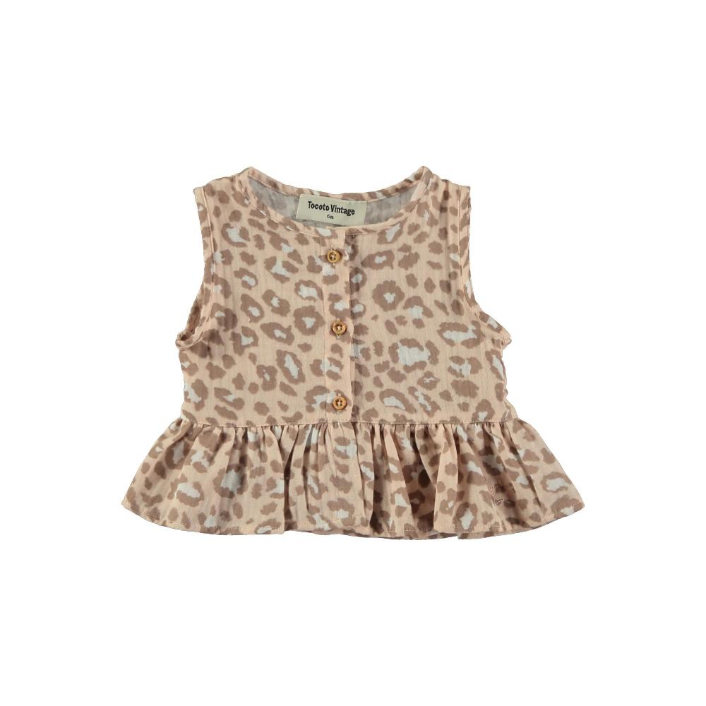 tocoto vintage BLUSA VOLANTE SIN MANGAS ANIMAL PRINT