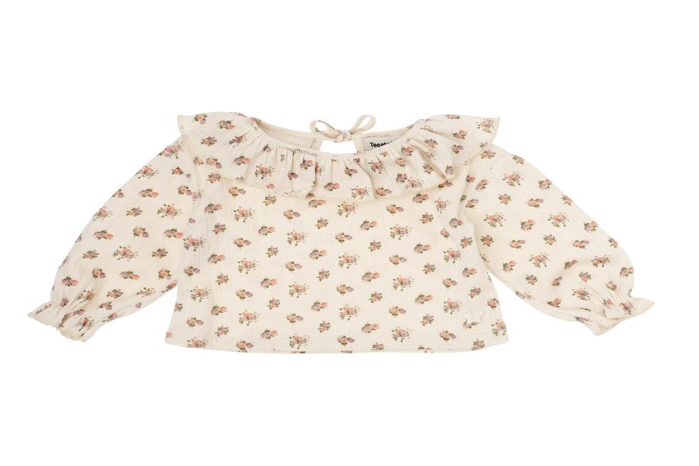 tocoto vintage CAMISETA MANGA LARGA CALADA Y ESTAMPADO FLORES