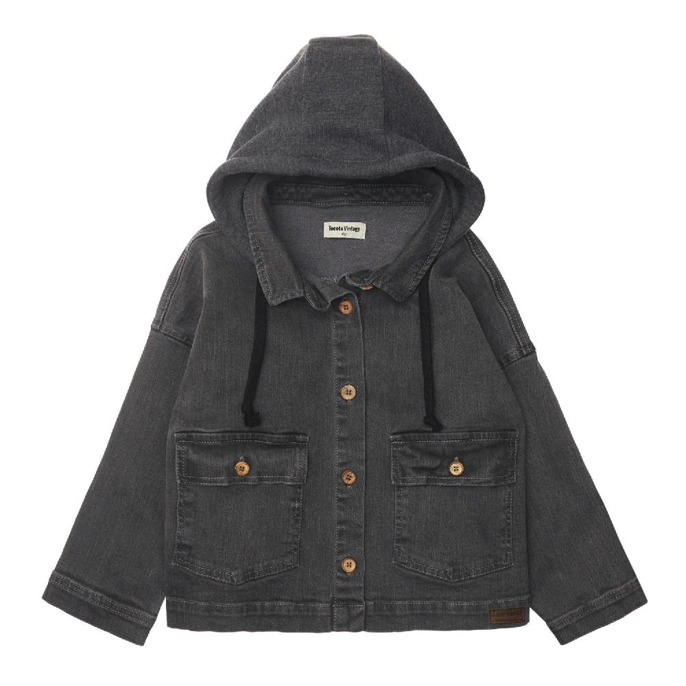 tocoto vintage Cazadora denim negra capucha