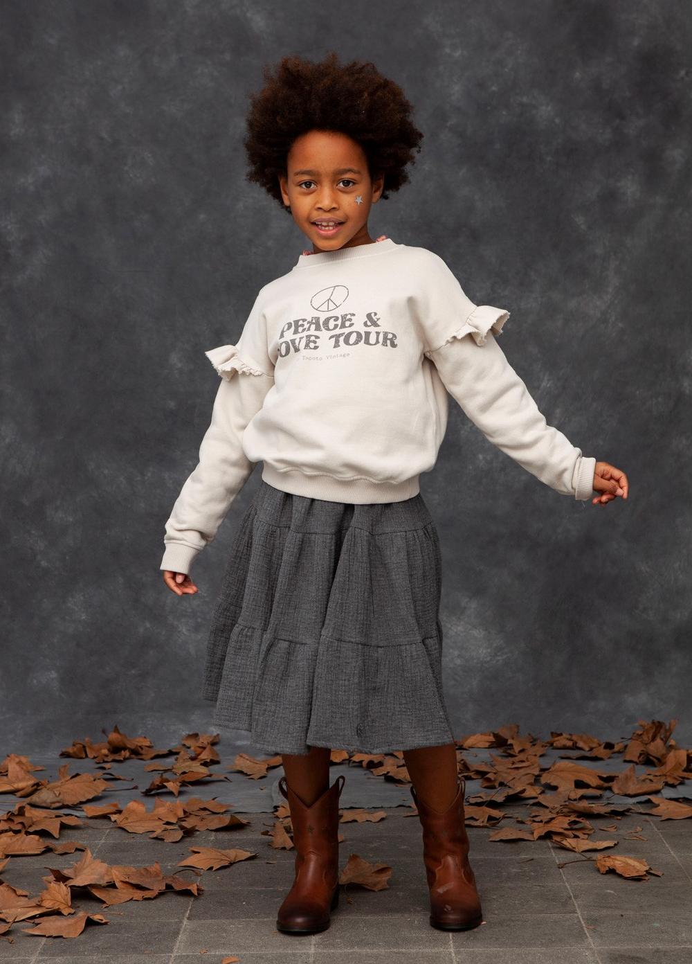 tocoto vintage FALDA MIDI BAMBULA TRIPLE VOLANTE