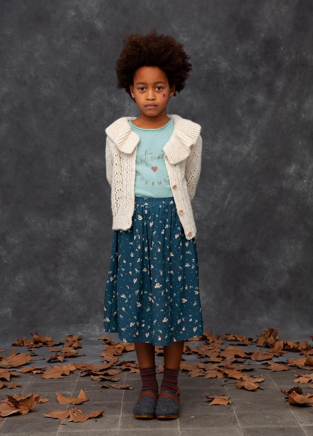 tocoto vintage FALDA MIDI FLUIDA ESTAMPADO FLORES