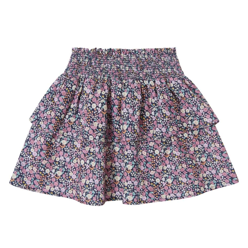 tocoto vintage FALDA VOLANTES FLORES NAVY