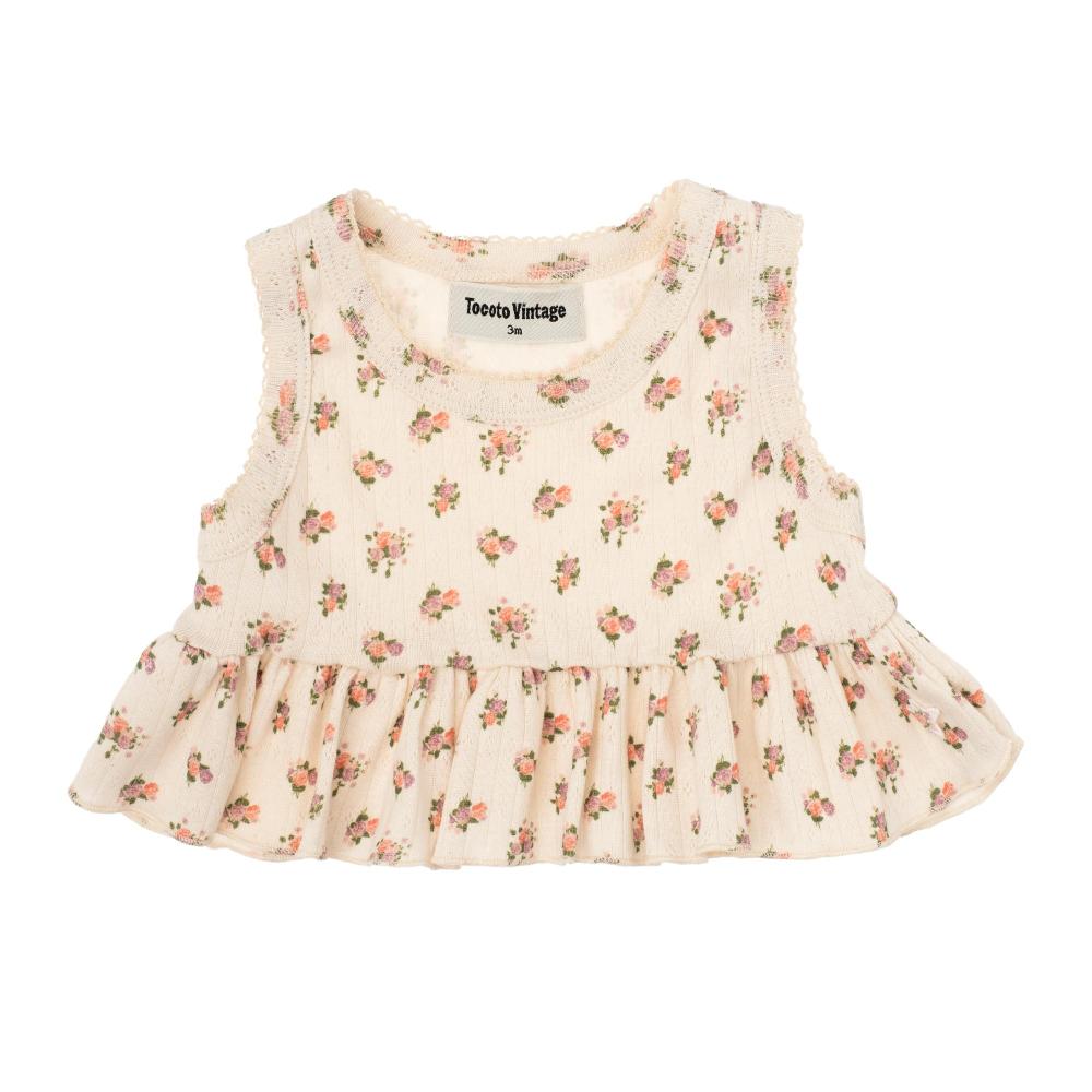 tocoto vintage TOP CALADO Y ESTAMPADO FLORES