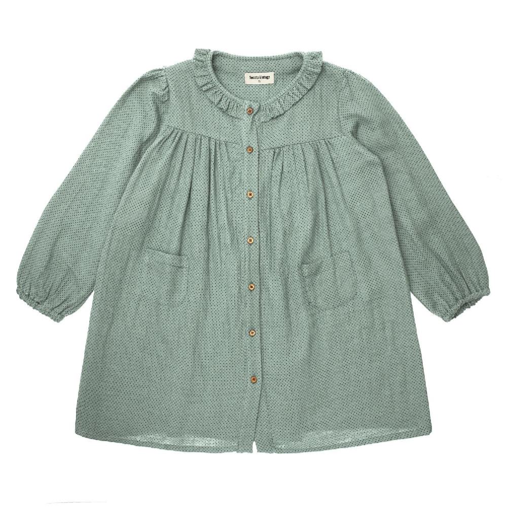 tocoto vintage Vestido camisero mini topitos