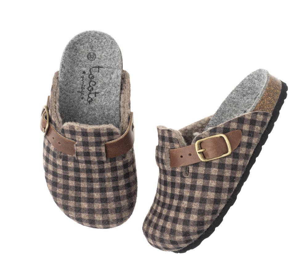 tocoto vintage ZUECO FIELTRO CUADRO VICHY KID