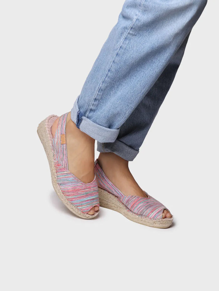 Toni Pons BERI-RG - Alpargata Peep Toe De Mujer Con Cuña Y Tejido Rayado | BERI-RG
