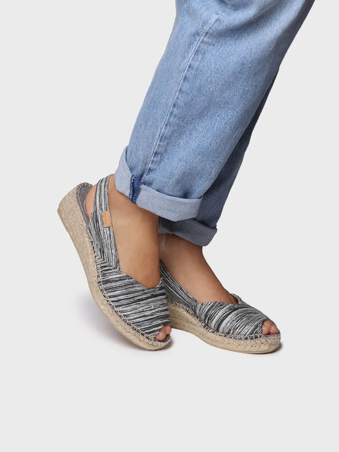 Toni Pons BERI-RG - Alpargata Peep Toe De Mujer Con Cuña Y Tejido Rayado | BERI-RG