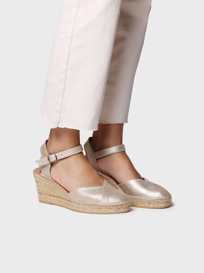 Toni Pons BIANCA-AS - Alpargata De Mujer En Piel Con Cuña En Color Champagne | BIANCA-AS