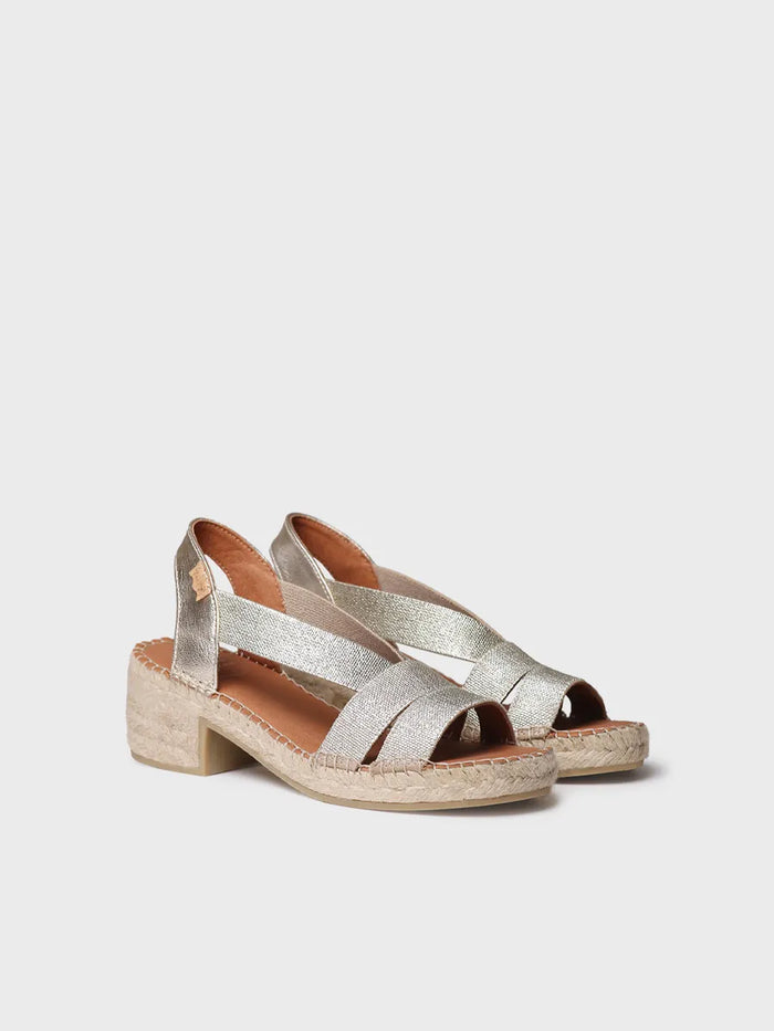 Toni Pons DAMA - Alpargata De Mujer Con Tacón Ancho Y Elásticos Metalizados | DAMA