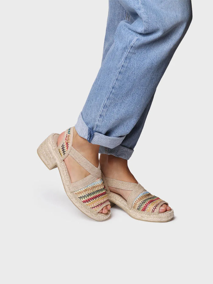 Toni Pons DELMI-MA - Alpargata De Mujer En Rafia Multicolor Con Tacón Ancho | DELMI-MA