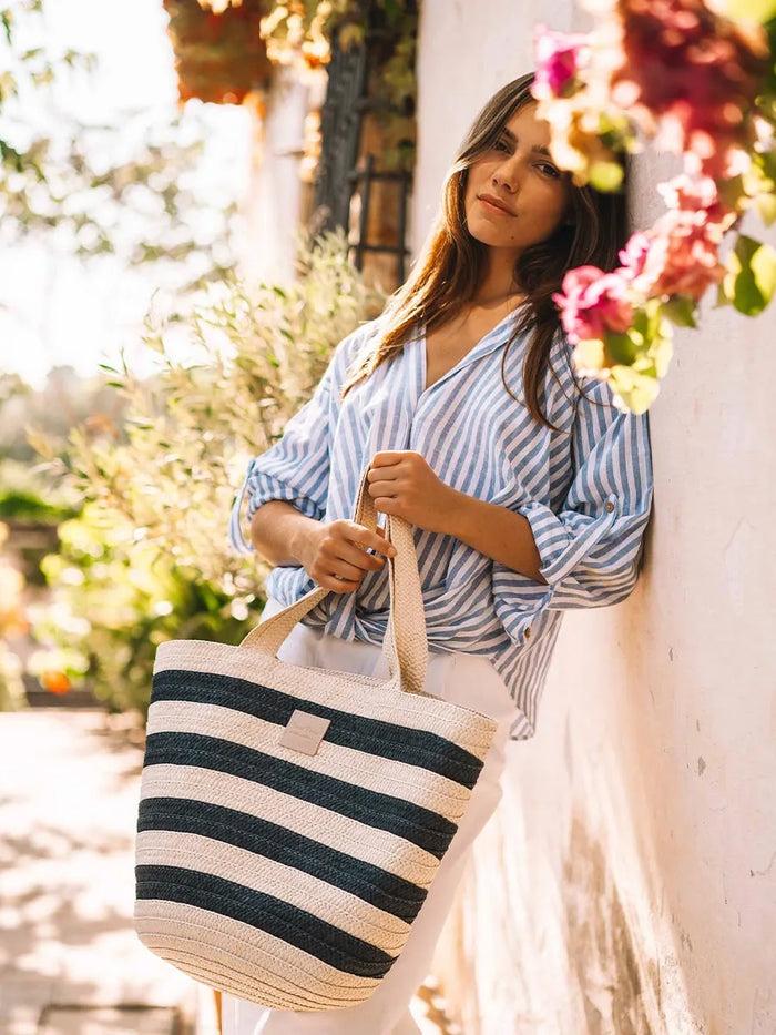toni pons DESI - Bolso grande de mujer en rafia con rayas marineras | DESI