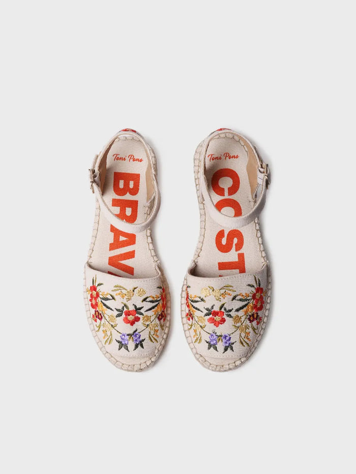 Toni Pons GARBET - Sandalia Plana De Mujer Con Bordado Multicolor | GARBET