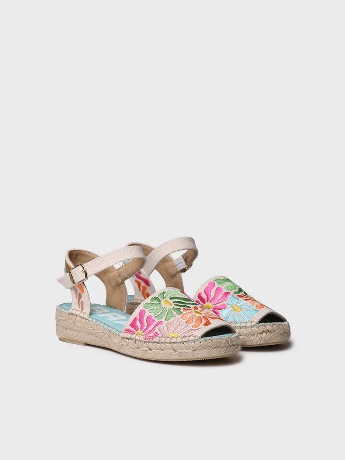 Toni Pons GARBET - Sandalia Plana De Mujer Con Bordado Multicolor | GARBET