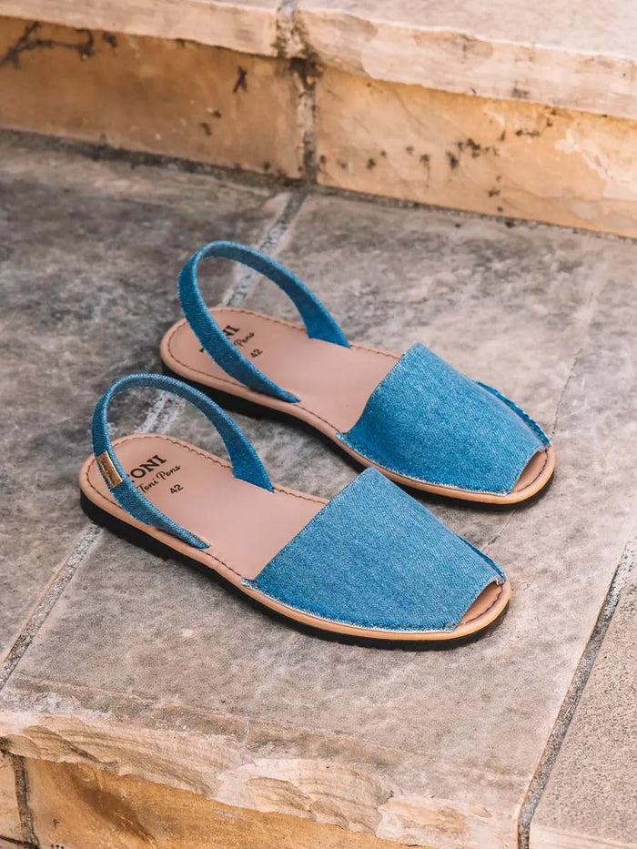 Toni Pons GRAU-TX - Abarca De Hombre En Denim Con Planta De Piel | GRAU-TX