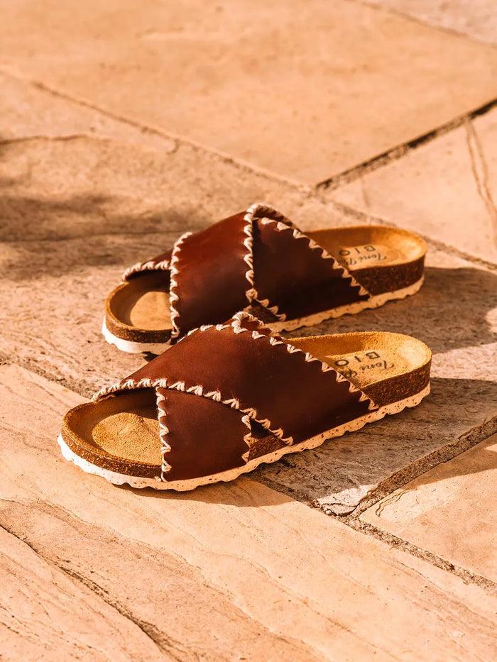 toni pons GRIT-PE - Sandalia BIO de mujer en cuero con tiras cruzadas | GRIT-PE