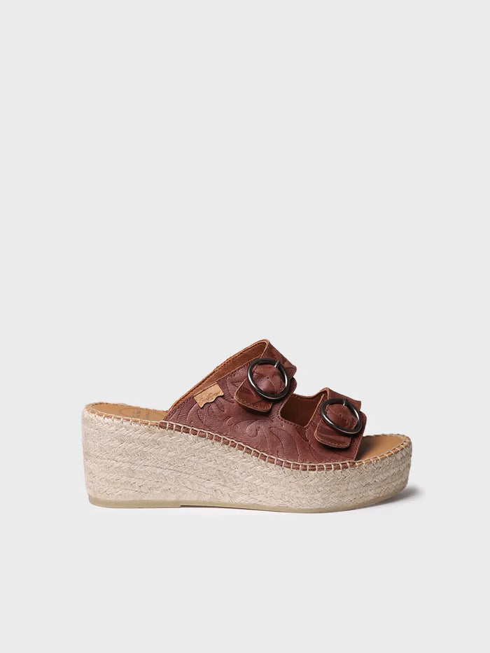 toni pons IDOIA - Alpargata destalonada de mujer en piel con cuña de yute | IDOIA